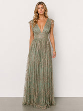 Arlene Shimmer Gown | Sage + Gold