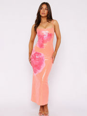Telling Me Lies Sequin Maxi Dress – Tangerine Blossom