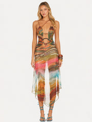 Wooden Trim Mesh Dress