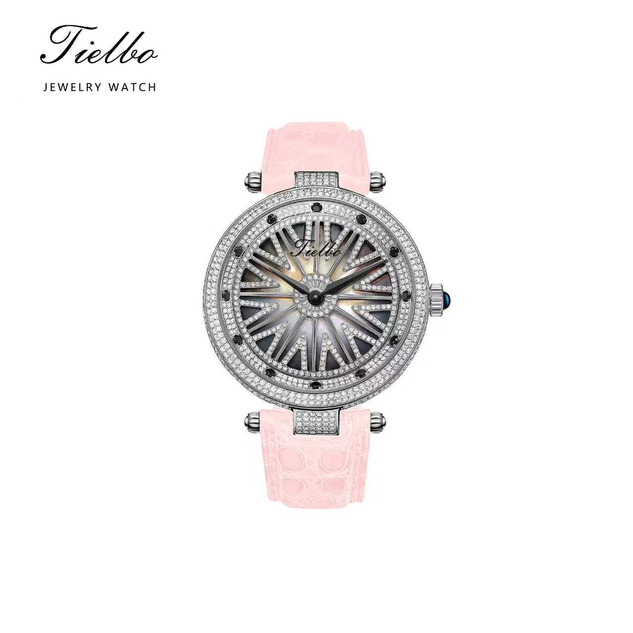 Women's Fortune Flow Watch – Rotating Dial, Iced-Out, 42mm T127L