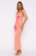 Telling Me Lies Sequin Maxi Dress – Tangerine Blossom