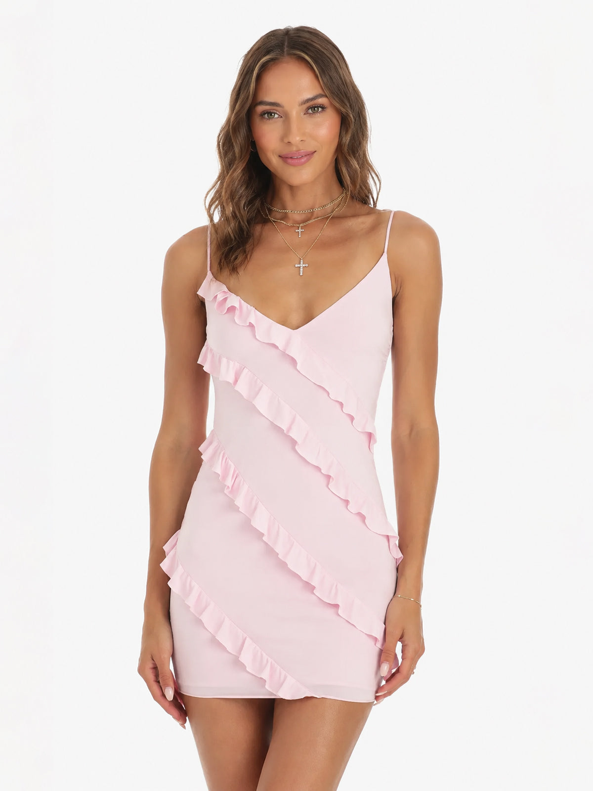 Ruffle Mini Dress in Pink