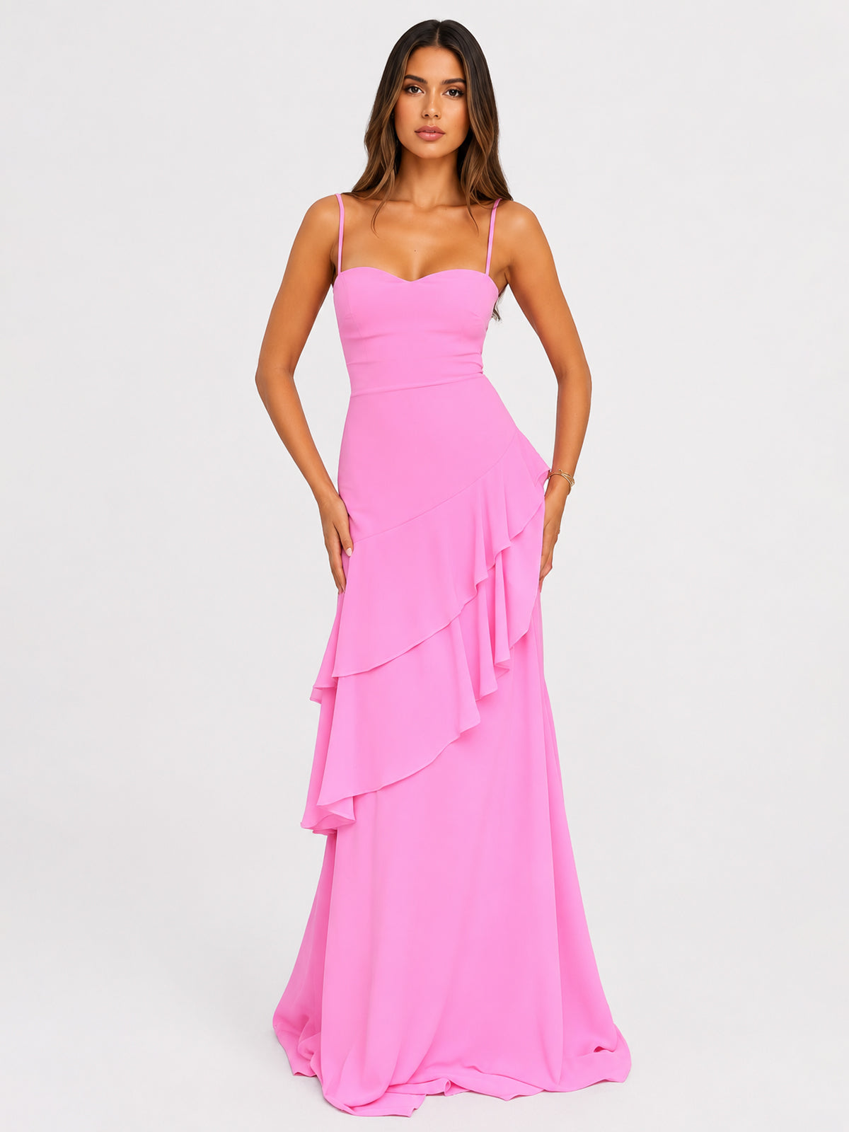 Anais Tiered Ruffle Maxi Dress - Pink