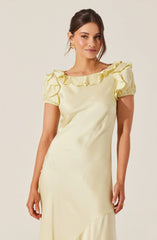 Auden Satin Ruffle Midi Dress